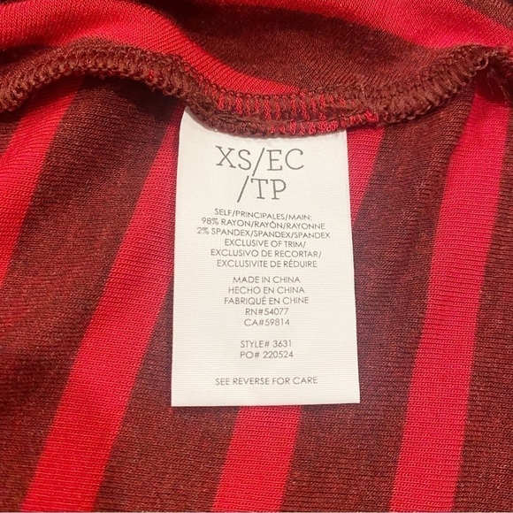 Cabi | Sweet Talk Tee Striped Ruffled Peplum Red Size XS - Picture 7 of 8